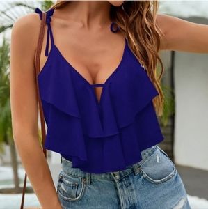 Colorblock Knot Shoulder Layered Cami Bodysuit